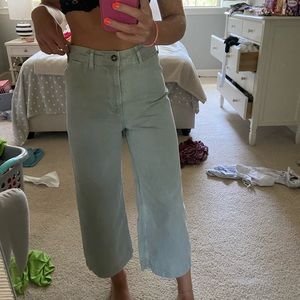 Free People green/gray high waisted wide leg pant